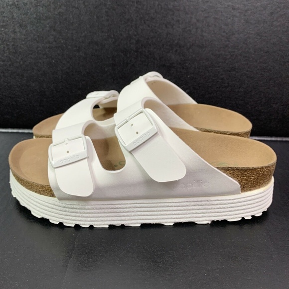 Birkenstock Shoes - Birkenstock Papillio Vegan Arizona Grooved Platform 36 Narrow White New